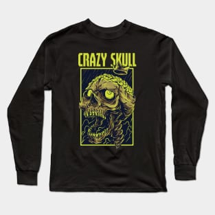 Crazy Skull Illustration Long Sleeve T-Shirt